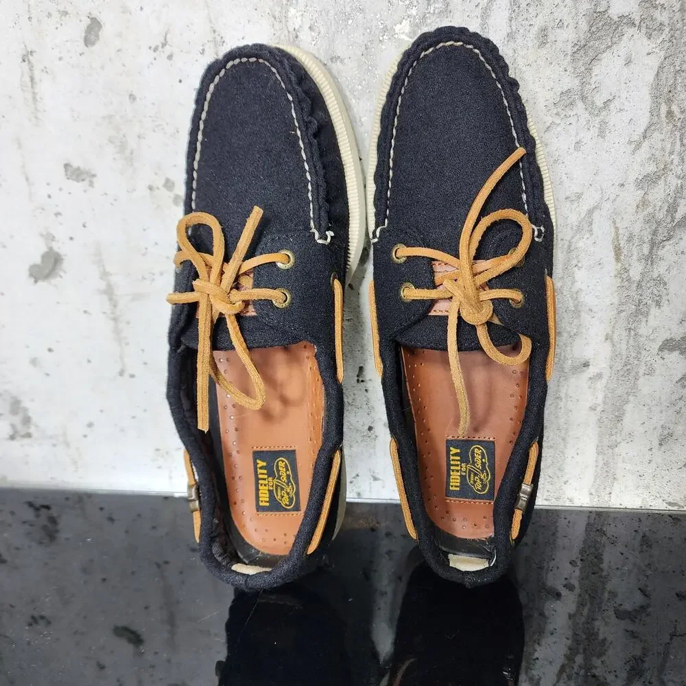 Fidelity for Sperry Top Sider Boat shoes, size 10.5, wool uppers, color black